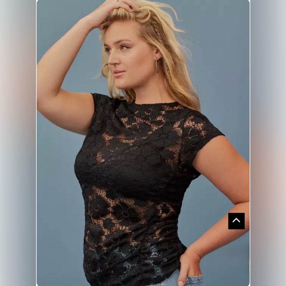 Torrid FESTI Ruched Top Stretch Lace Deep Black Size 3 - Picture 3 of 11